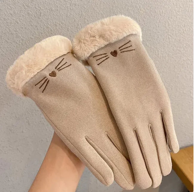 Cozy Suede Fleece-Lined Padded Gloves