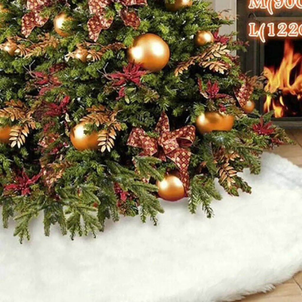 Christmas Tree Decoration with Plush White Skirt