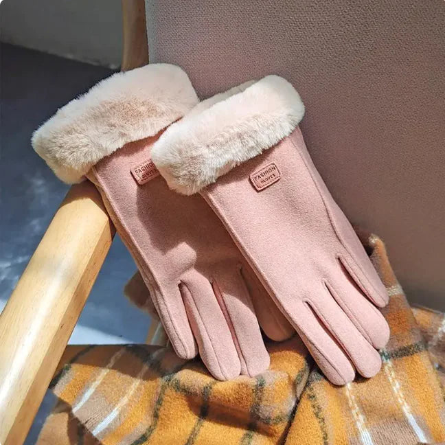 Cozy Suede Fleece-Lined Padded Gloves