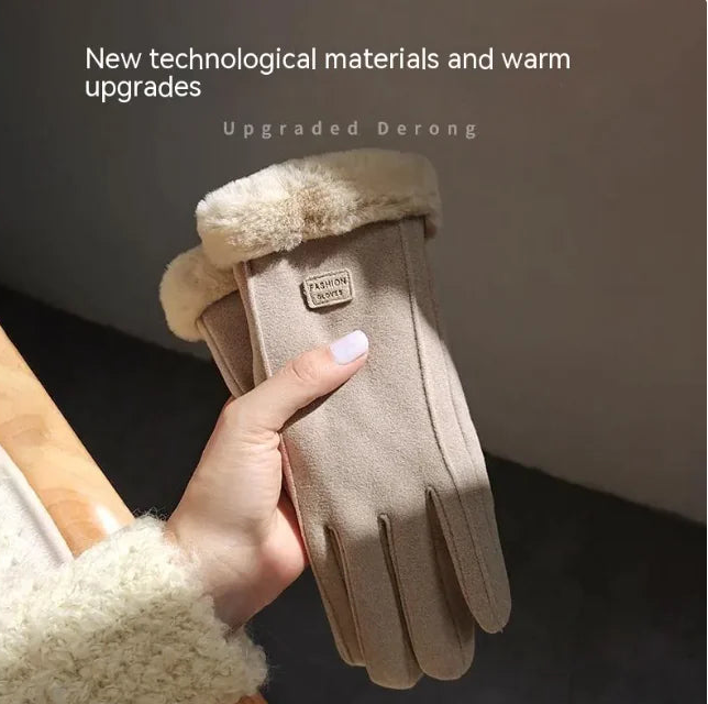 Cozy Suede Fleece-Lined Padded Gloves