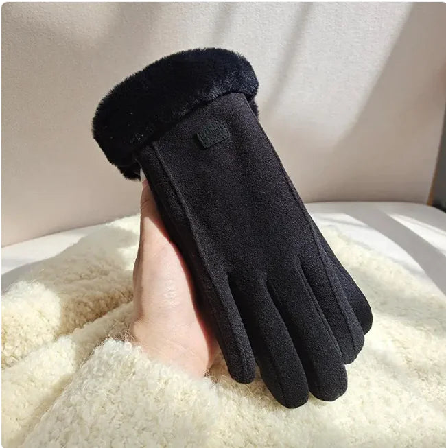 Cozy Suede Fleece-Lined Padded Gloves
