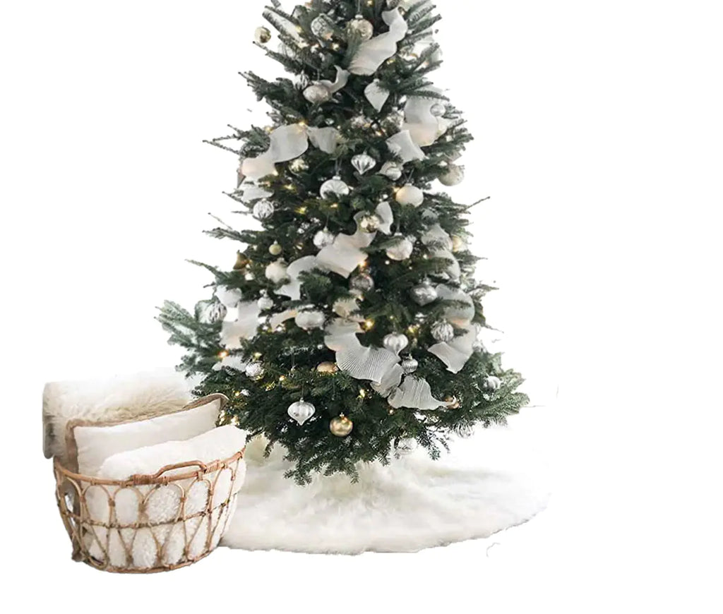 Christmas Tree Decoration with Plush White Skirt